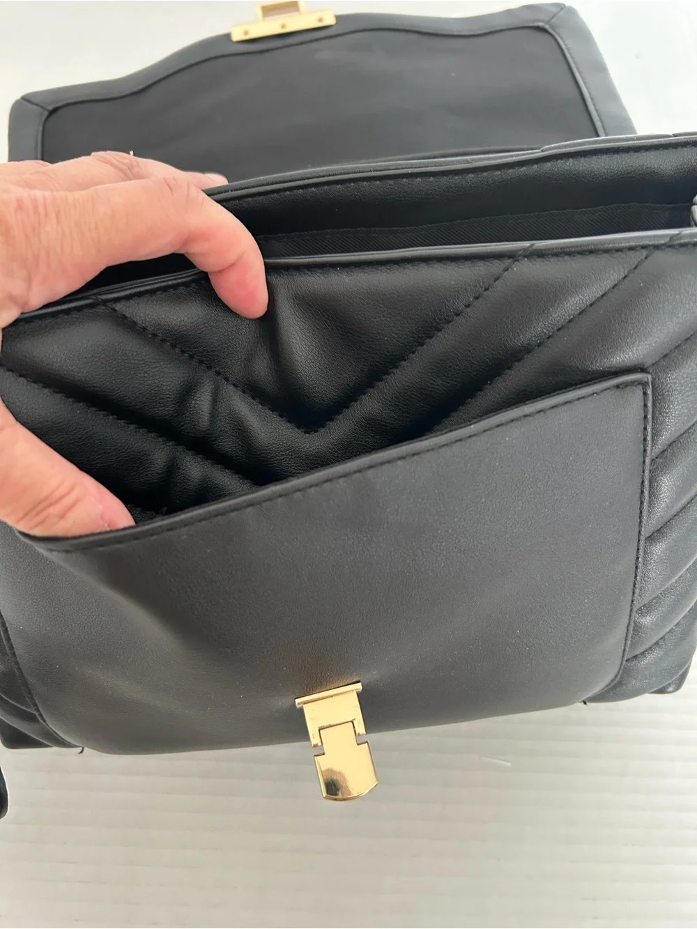 A New Day/ NWT/ Structured Quilted Top-Handle Bag in Black/cross body as well
